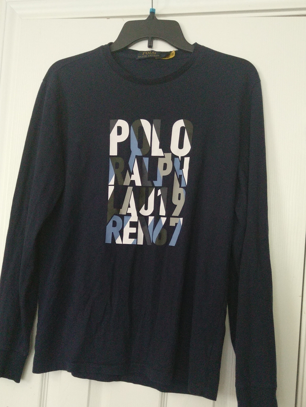Polo by Ralph Lauren Men's Navy Logo Graphic Crewneck Long Sleeve shirt Size S